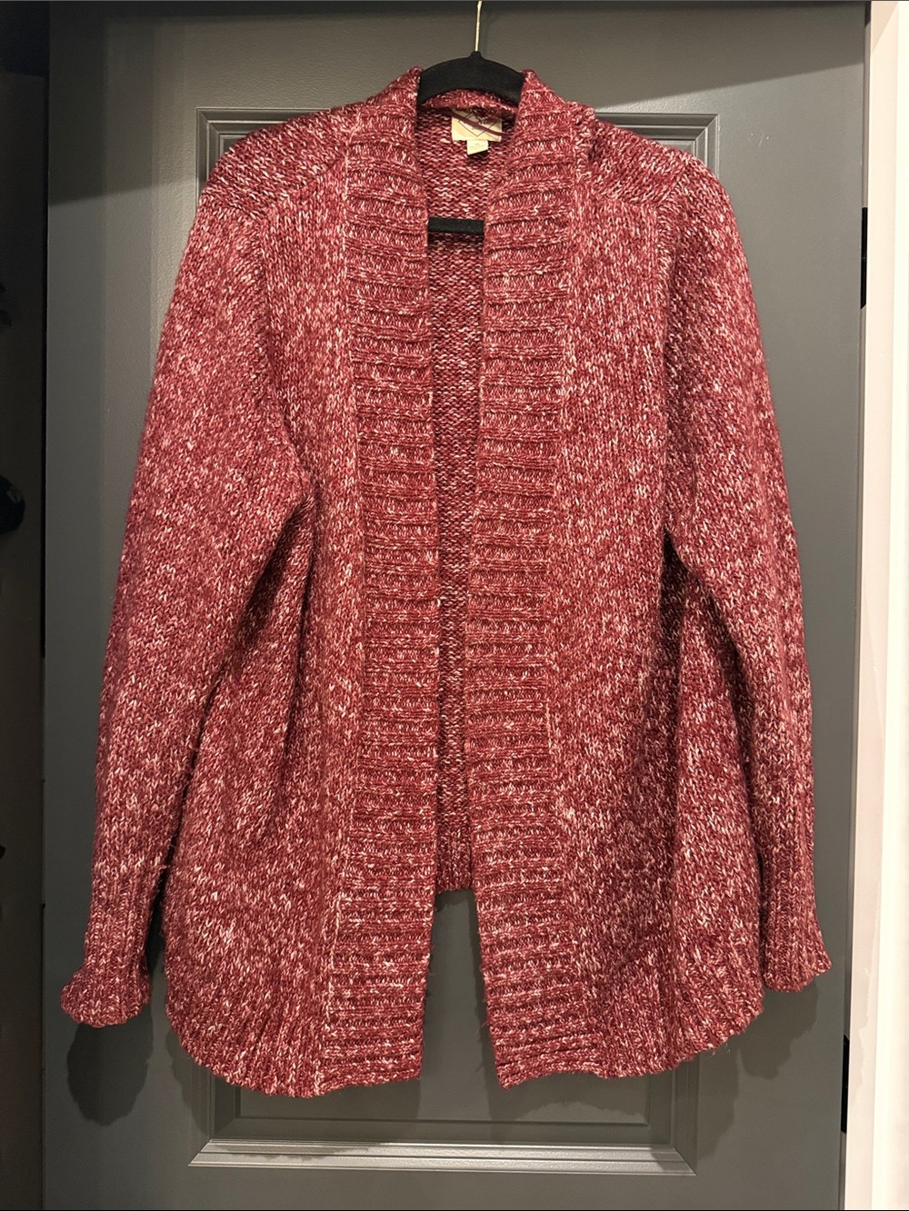 St. John’s Bay Cozy Open-Front Marled Knit Cardigan - Red